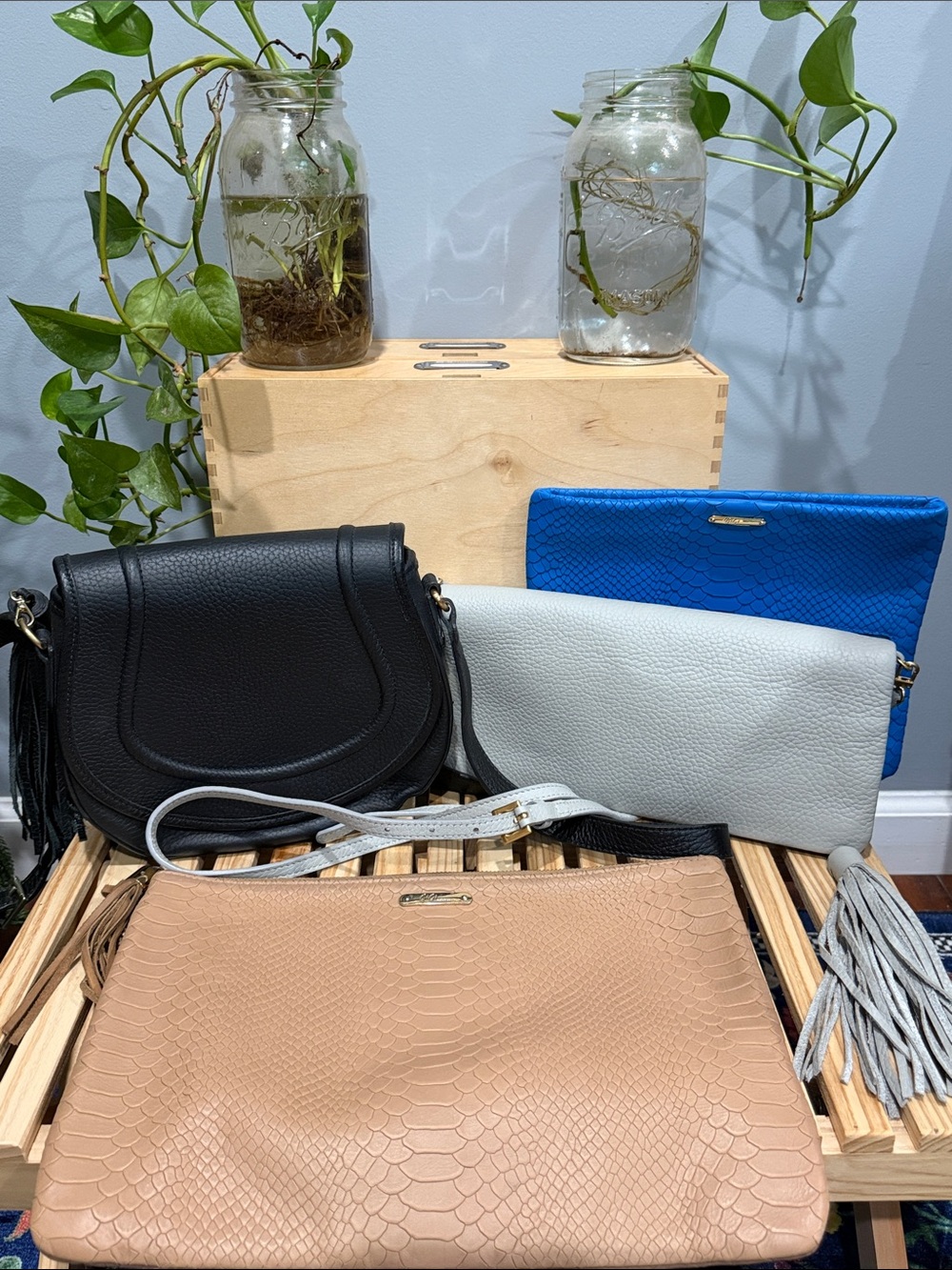 GiGi New York 4 Bag Bundle Leather Crossbody Saddle Bag Clutches